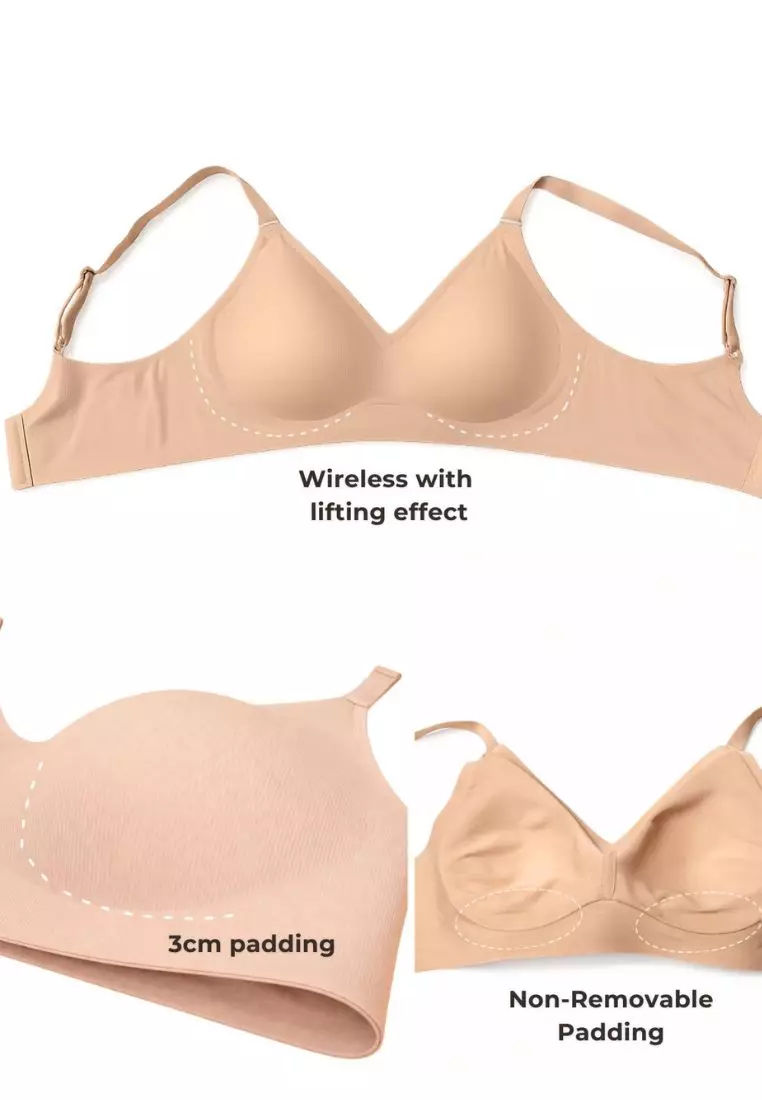 Premium Melanie 2.0 Seamless Wireless Padded Support Bra in Nude