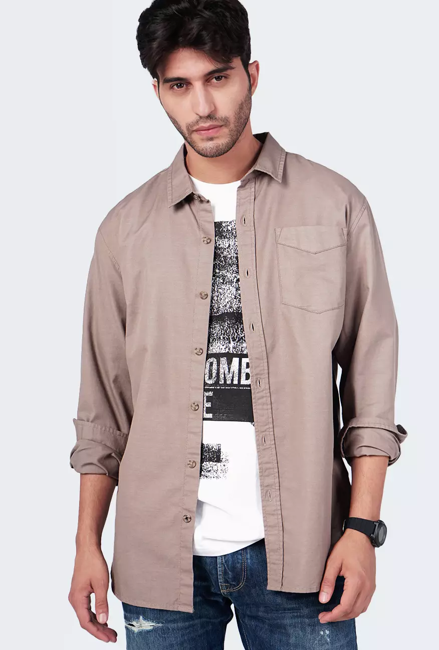 Kemeja Pria Sluber Khaki