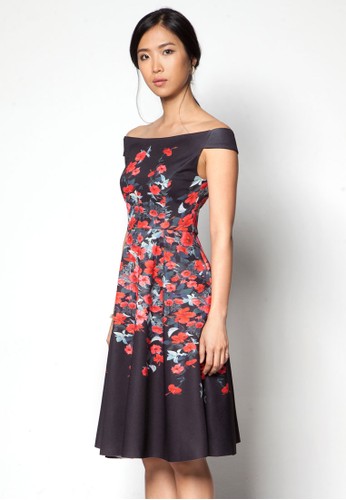 花卉一字肩洋裝, 服飾, zalora時尚購物網的koumi koumi洋裝
