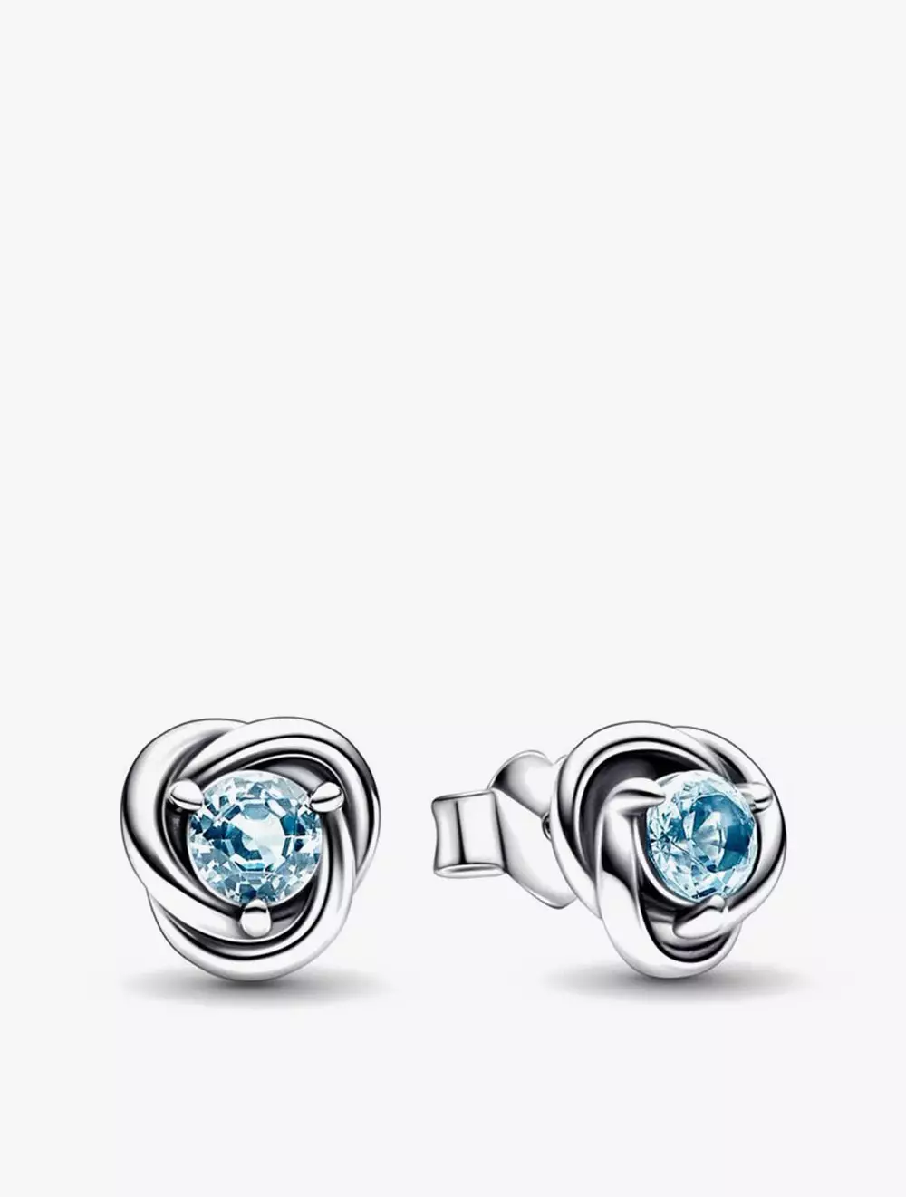 Sterling silver stud earrings with sea aqua blue crystal