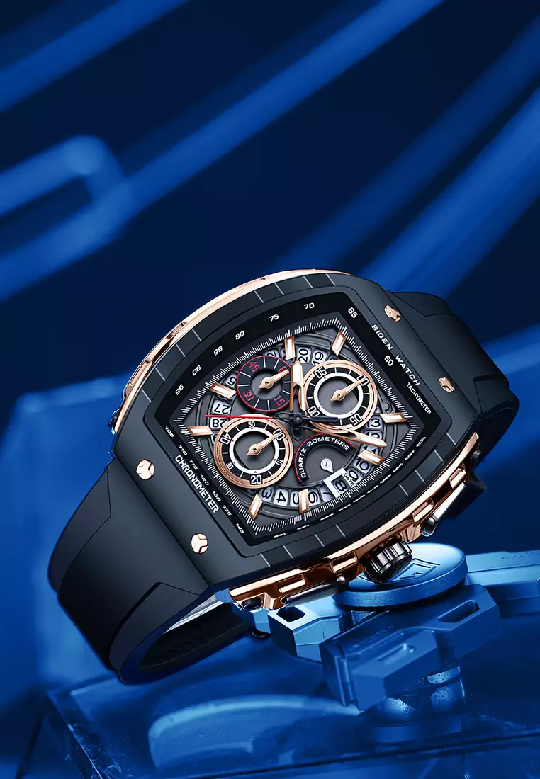 Jam Tangan Pria Olahraga Kalendar Bercahaya Anti Air Tali Silikon Jam Tangan Cowok Original rose black