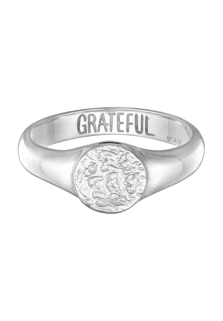 EXCLUSIVE Cincin Perhiasan Perak 925 Wanita Signet Round Grateful