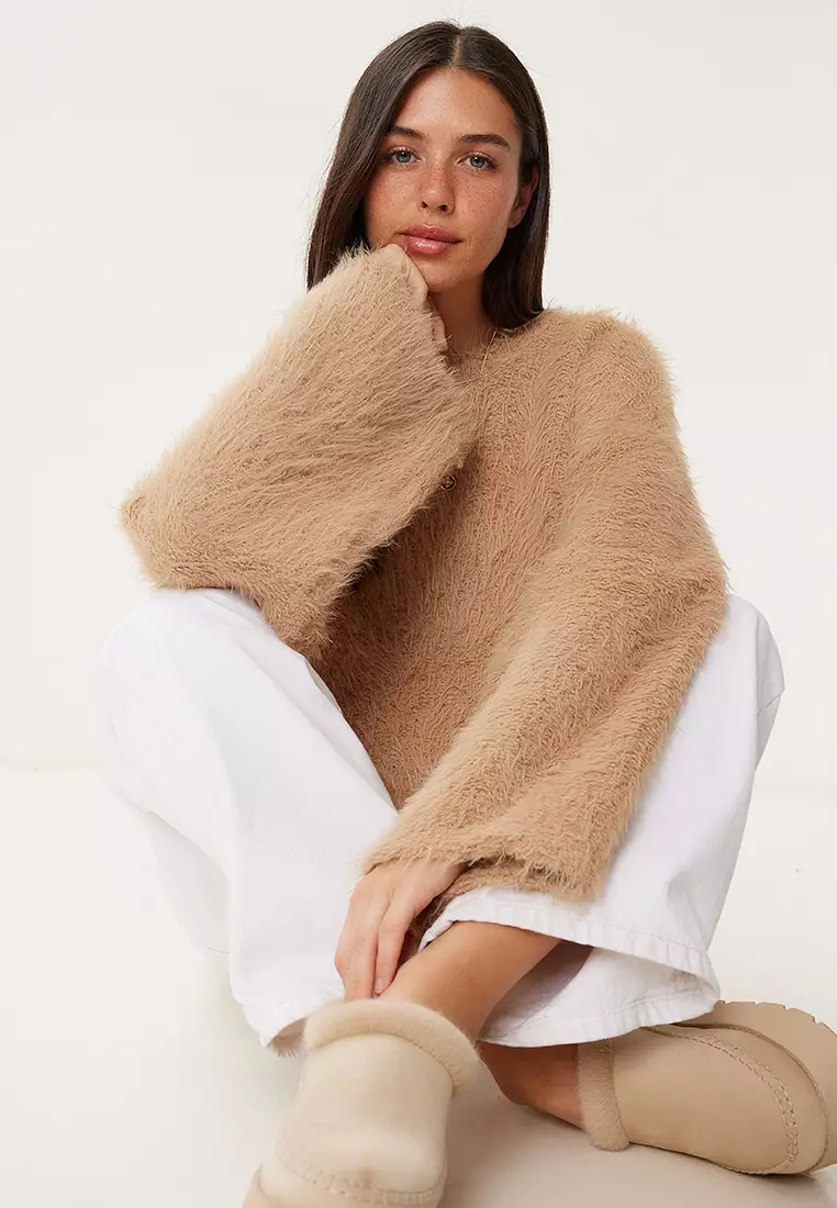Women's Biscuit Soft Textured Bearded Knitwear Sweater Ki̇00133