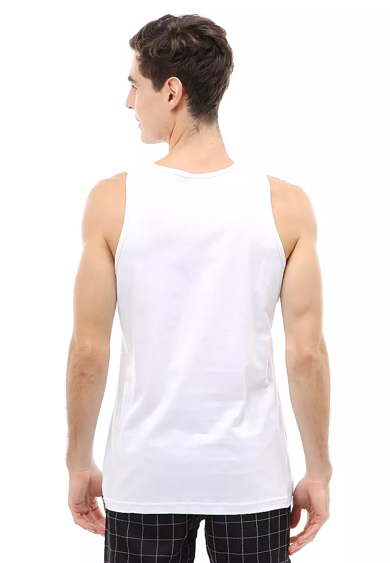 Agies Pakaian Dalam Pria Tank Top Singlet Polos Material Cotton ORIGINAL - White