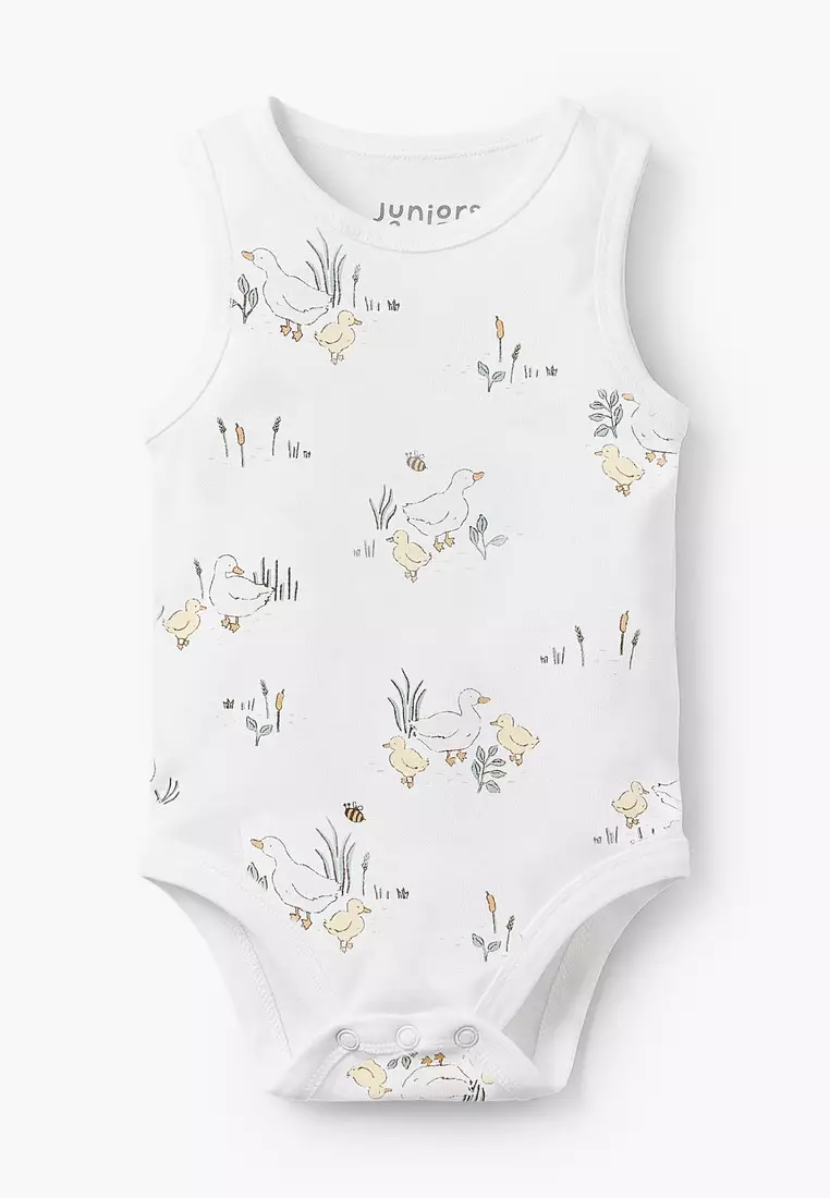 Babyshop Pack Of 7 Juniors Crew Neck Sleeveless Bodysuit With Duck Print
