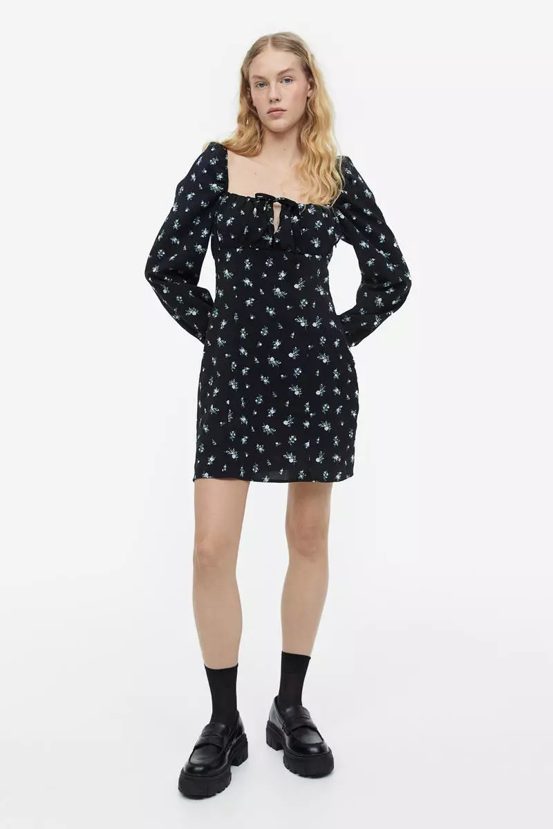 H&m black best sale floral dress