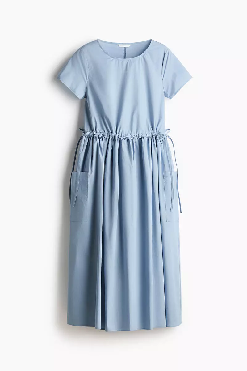 Drawstring-waist cotton dress