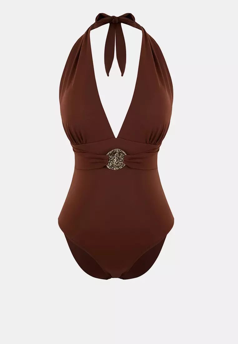 Brown Cast Iron Accessory Covered With Chloro- & Water-Resistant Long-Lasting Lycra ® Xtralife Swimsuit Tbess26Ma1