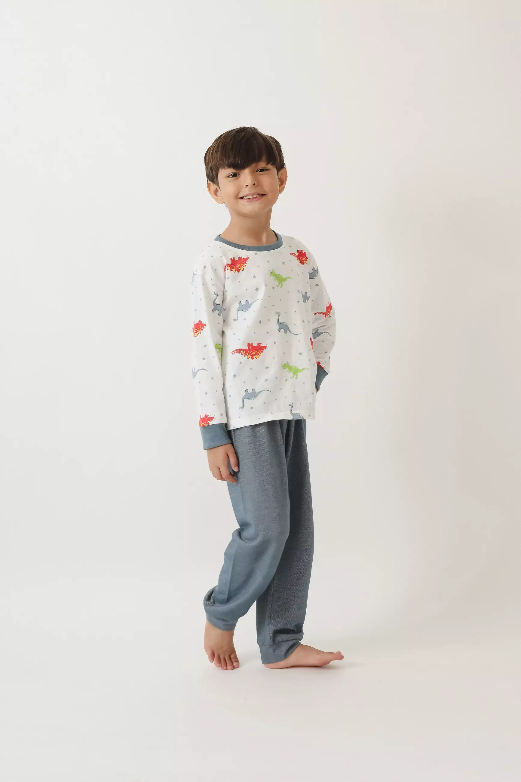 Pito Kids Set Piyama Panjang Anak Dino Navy 1-8 Tahun