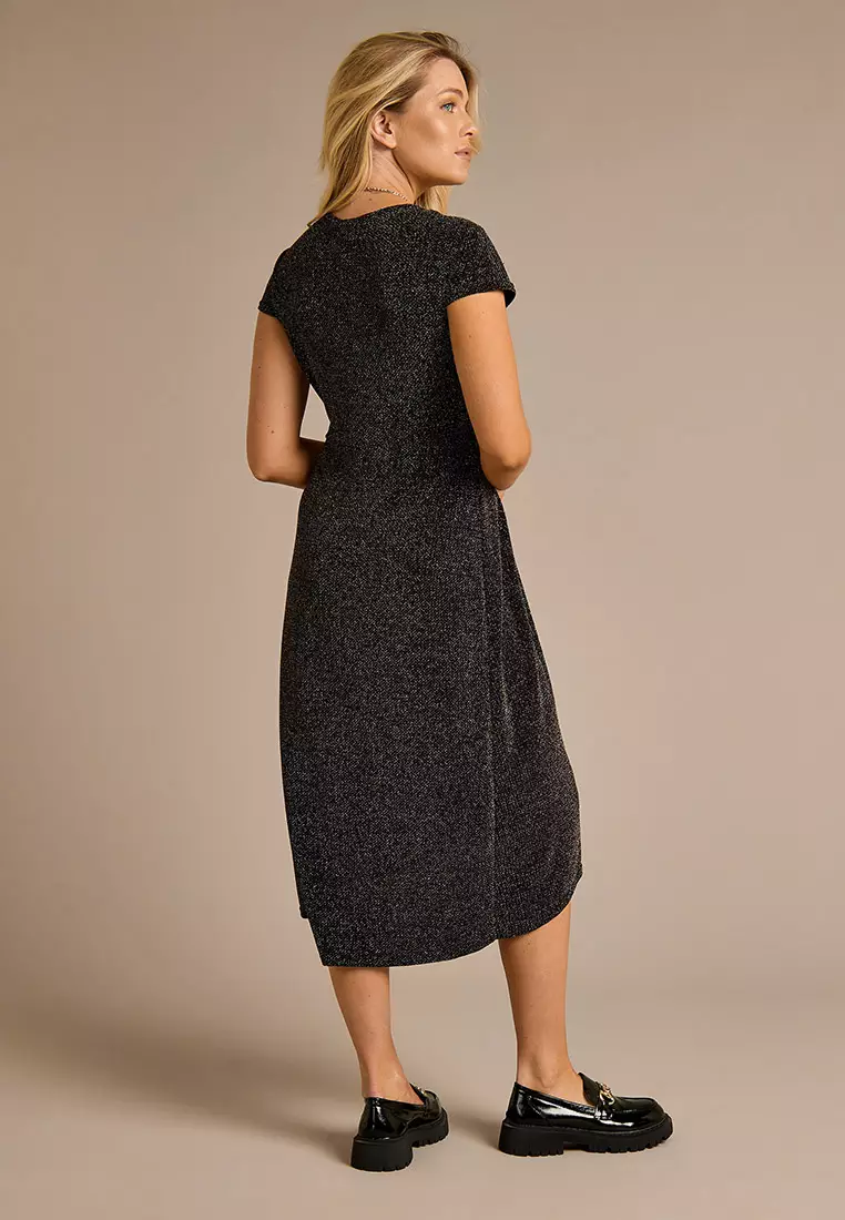 Bridget Sparkle Wrap-style Midi Dress