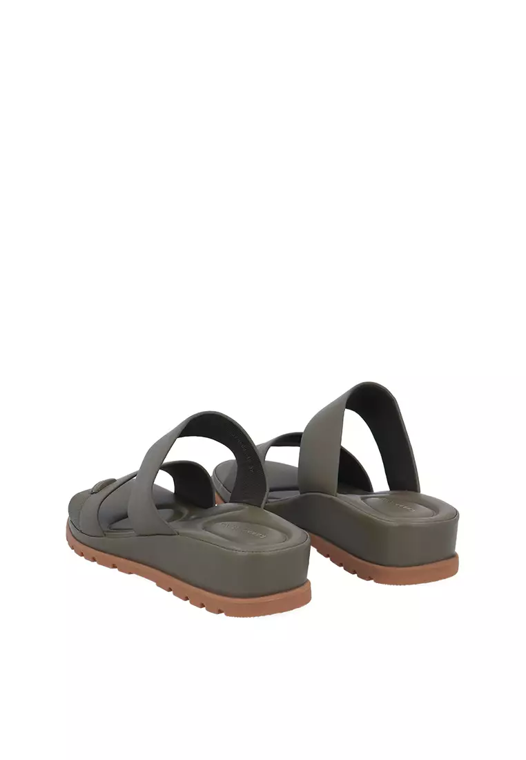 Dark Green CR Lisa Double Strap Sandals