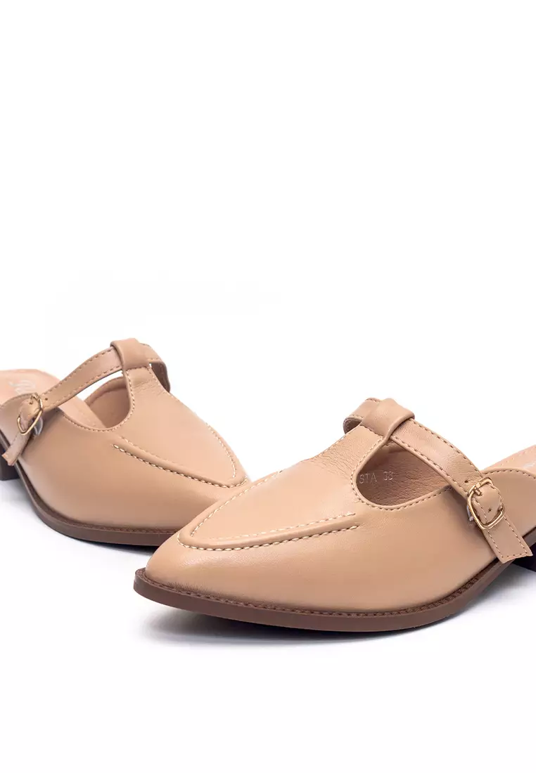Calista Heels Mules in Apricot