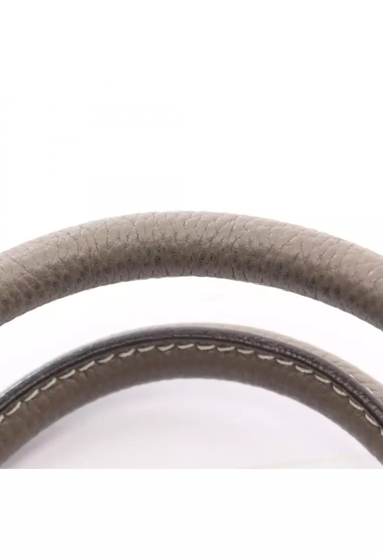 Pre-Loved Celine luggage micro shopper Handbag tote bag leather Gray brown