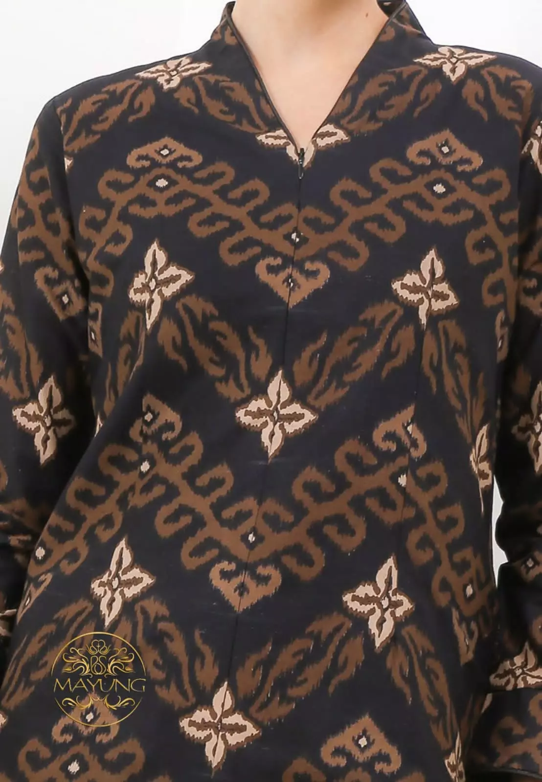 Blouse Batik Songket Coklat Premium Slimfit Elegant