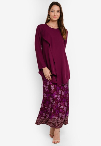 Asymmetric Layered Kurung from Aqeela Muslimah Wear in Purple