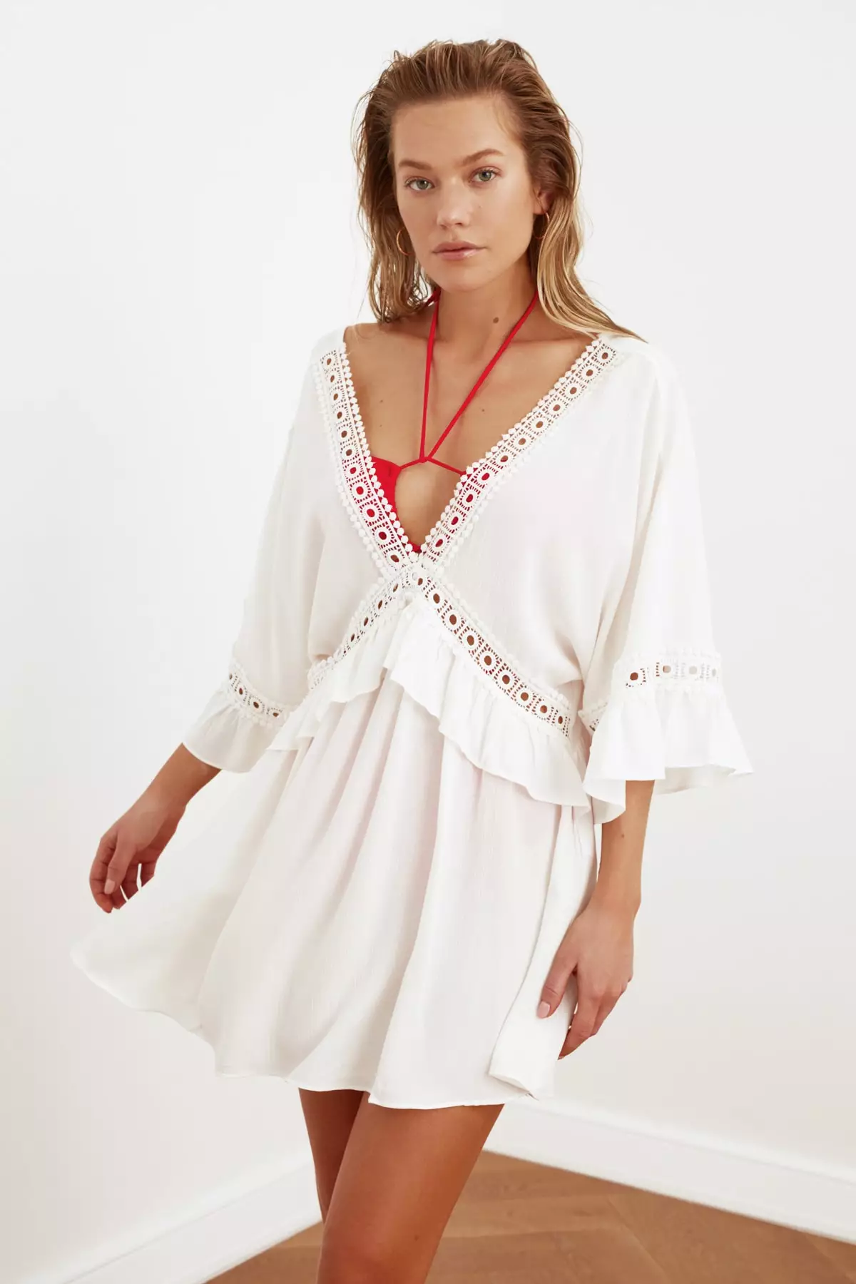 Lace Stripe Detailed Beach Dress