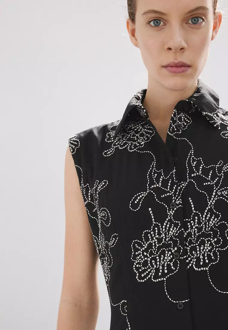 Embroidered Floral Shirt Dress