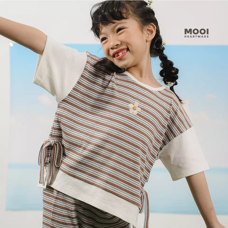 Mooi Atasan Anak Perempuan Chisa Striped Tee - Yellow