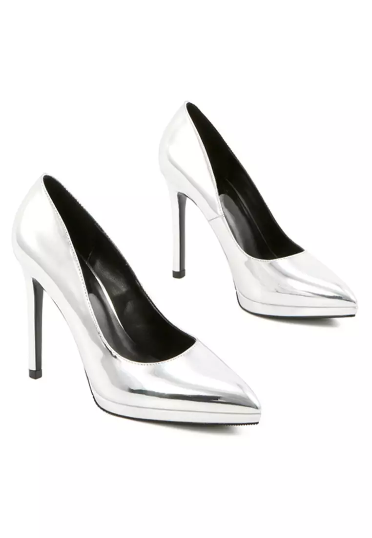 11CM Metallic Faux Leather Pointed High Heel Shoes HZL0070