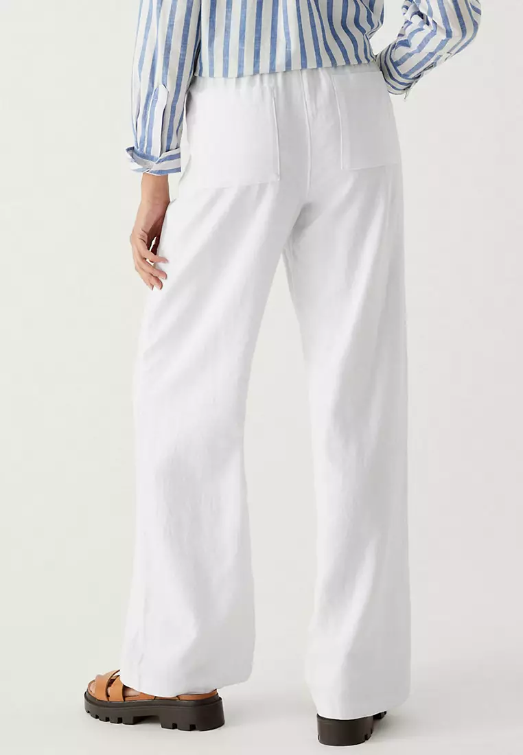 Jual Marks & Spencer Linen Rich Wide Leg Trousers Original 2024 ...