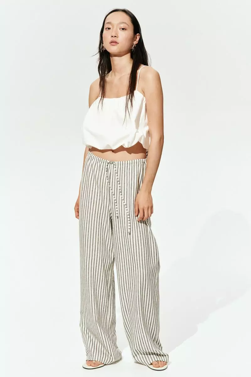 Straight drawstring trousers
