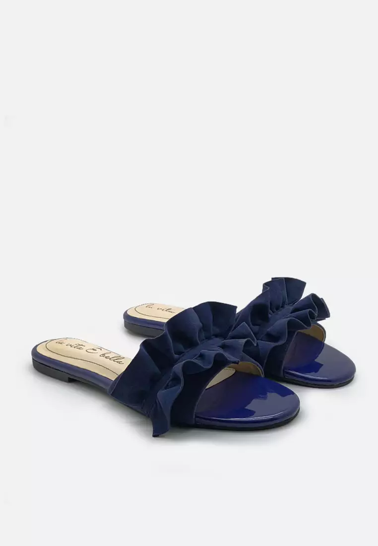 Peony Sandal Flat Ruffle Wanita