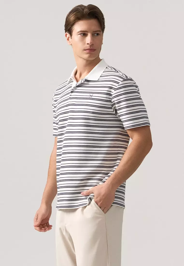 Regular Fit Striped Polo Shirt In Honeycomb Pique
