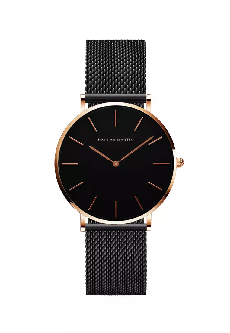 Hannah Martin Classic Satiny Black Women Quartz Watch