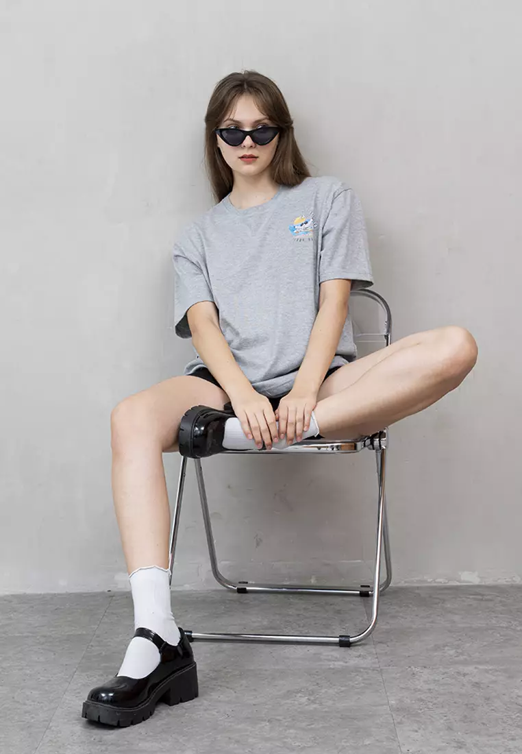 Kaos Abu t shirt polos wanita houseofcuff motif California