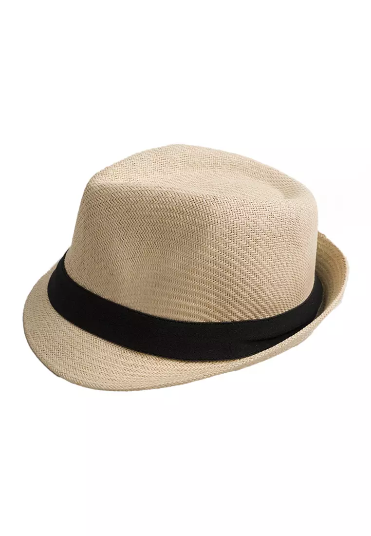 Topi fedora cowboy hat fedora ratan brown light houseofcuff