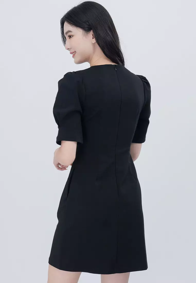 Round Neckline Mini Dress
