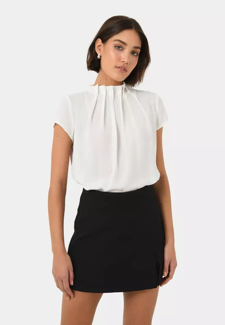 Olivia Pleated High Neck Top