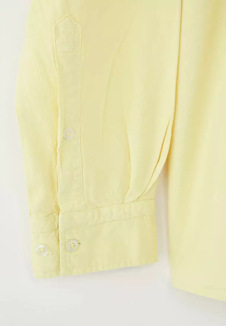 Yellow Unisex Regular Fit 100% Cotton Linen Look Shirt Tmnss23Go00099