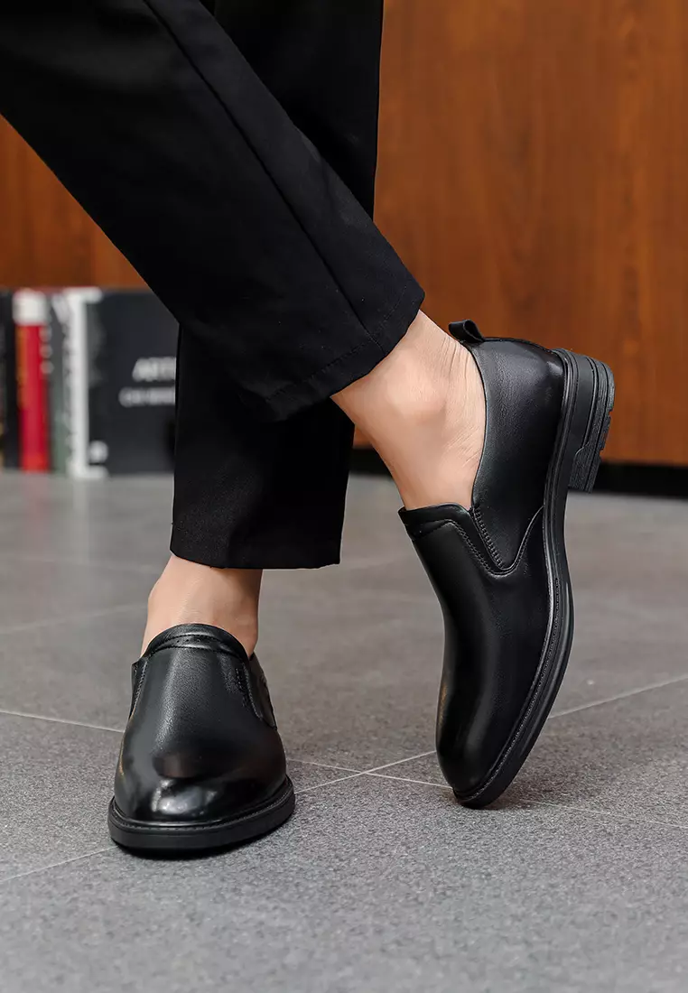 All black clearance leather shoes