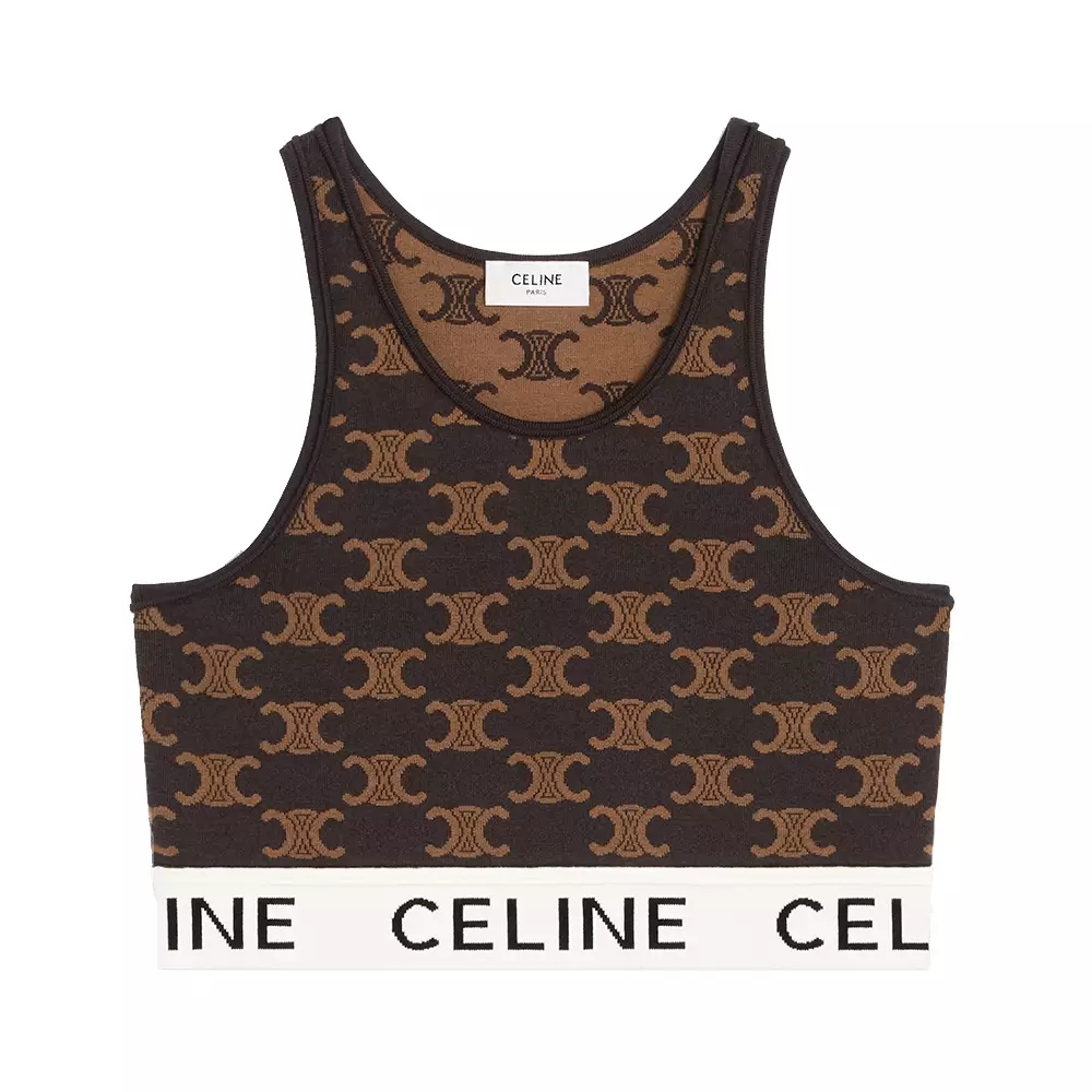 Jual Celine Celine Monogram Silk Cotton Sport Bra Brown Original