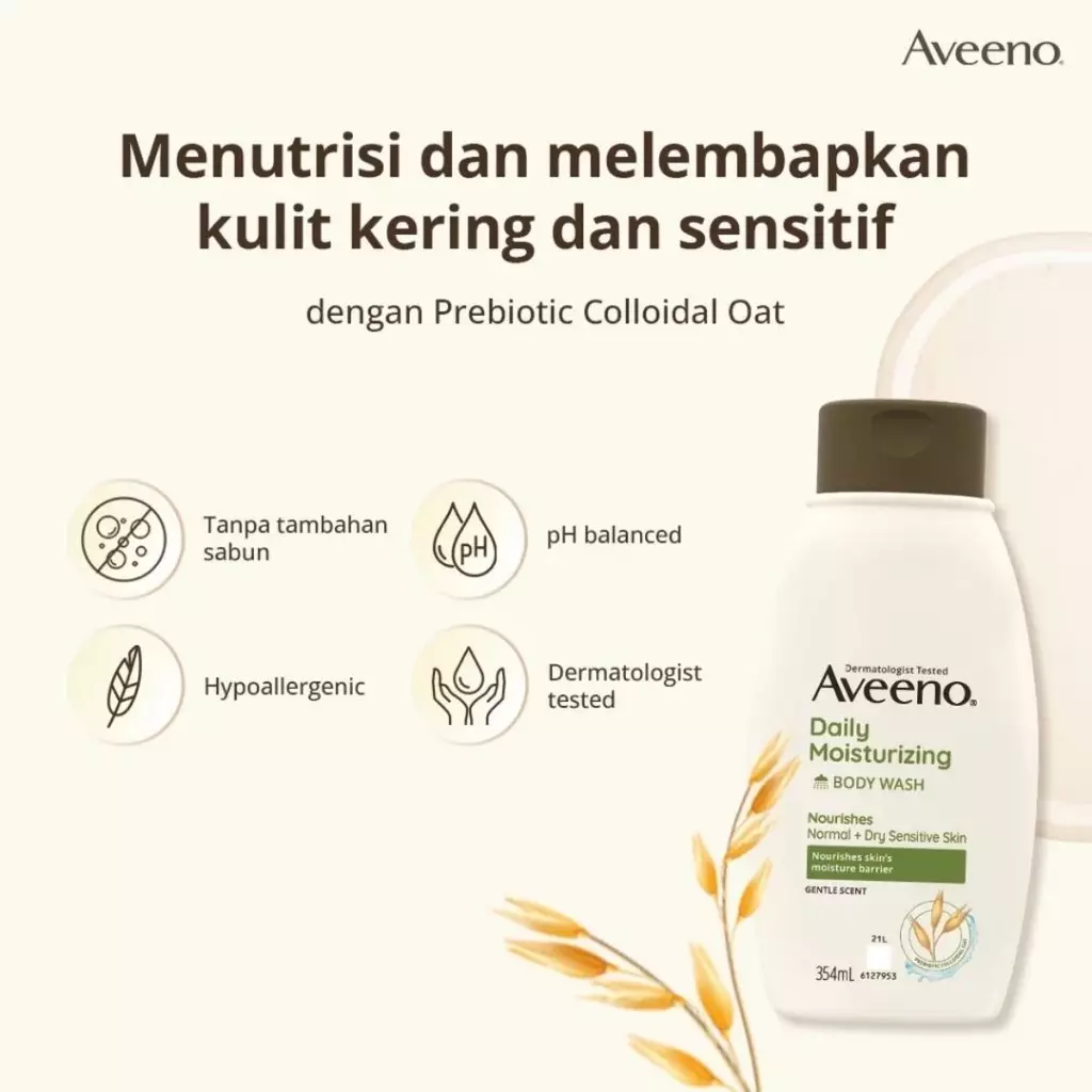 Aveeno® Daily Moisturizing Body Wash 354ml - Sabun Mandi Melembapkan Kulit Kering dan Sensitif BPOM