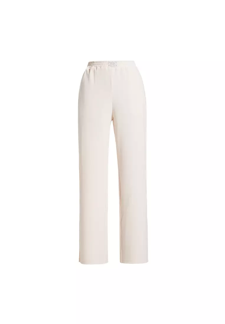Buy Hopeshow High Waist Cotton Pants with Slit Hem 2024 Online