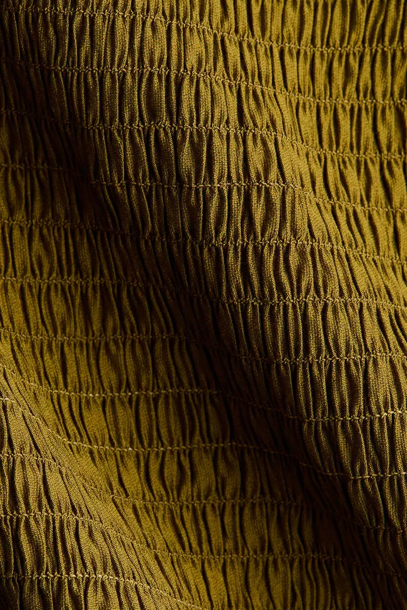 Smocked viscose-blend blouse