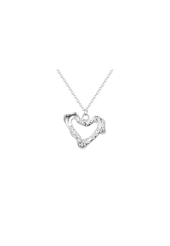 ZITIQUE silver Women's Stylish Lava Irregular Hollowed Heart Necklace - Silver AF238AC353586FGS_1