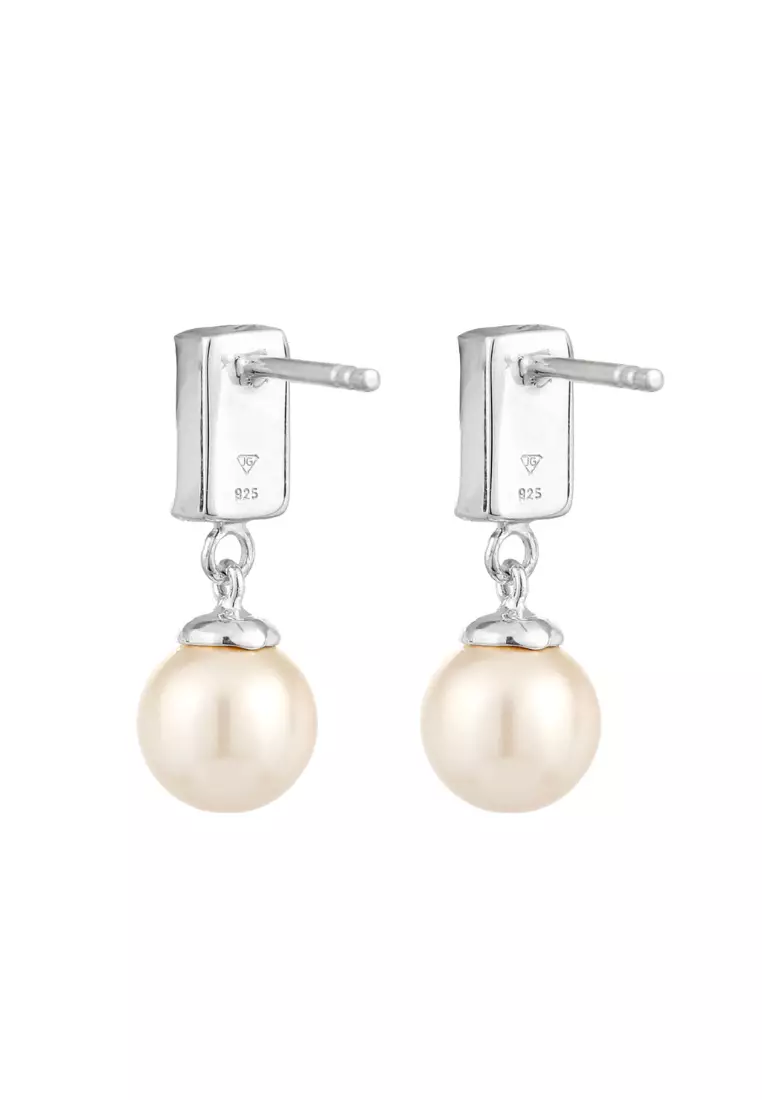 施华洛世奇® 珍珠耳钉，饰以珍珠水晶和水晶