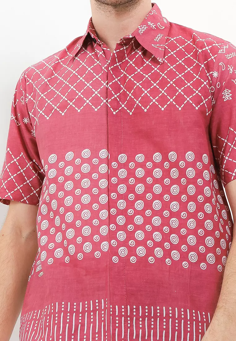 Jaring Kemeja Batik Premium Pria Casual Modern Lengan Pendek