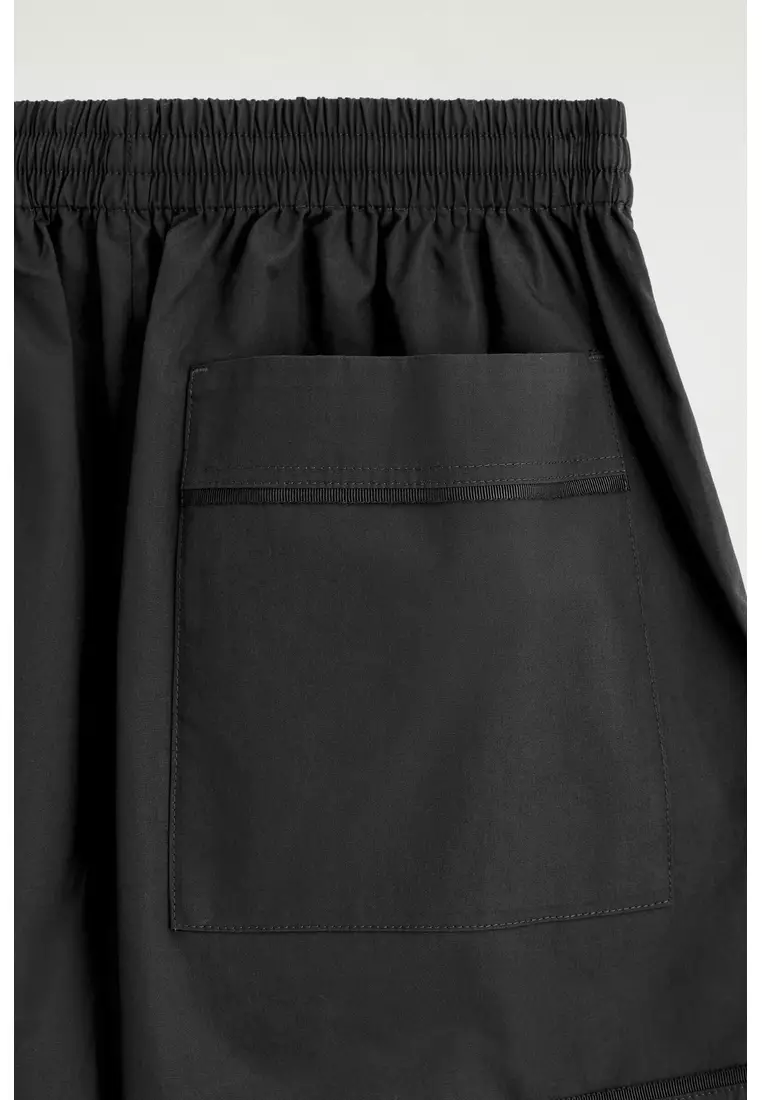 ELASTICATED GROSGRAIN-DETAIL COTTON SHORTS