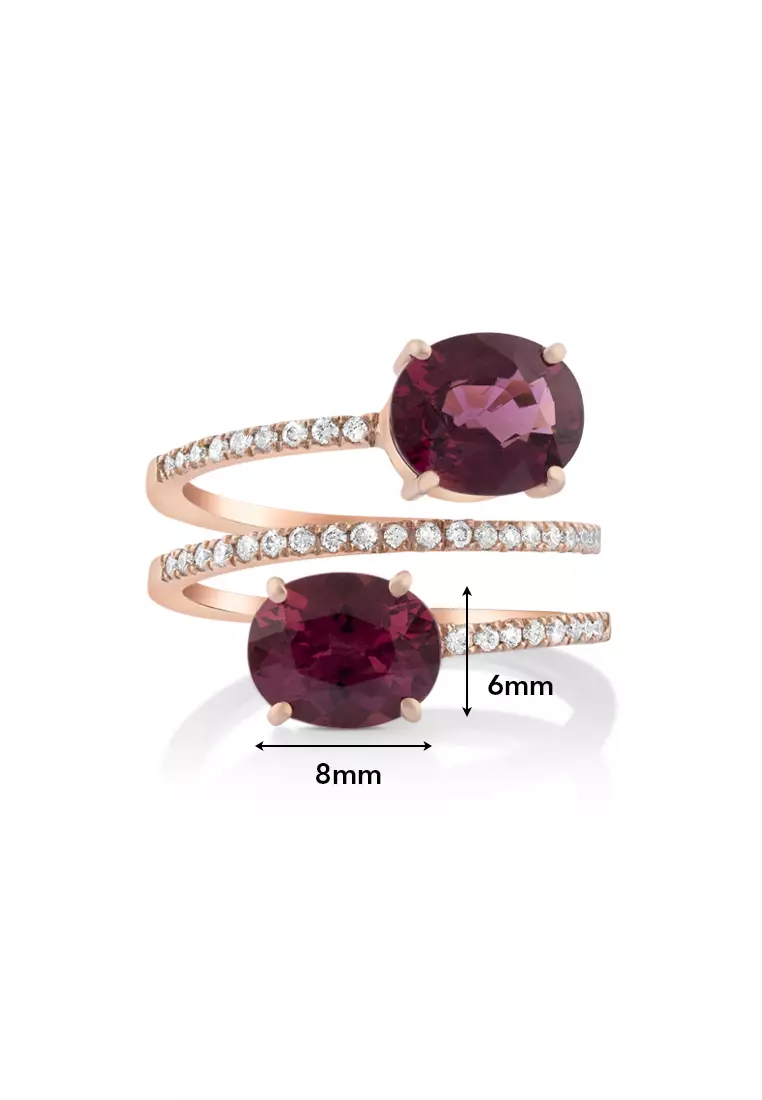 Buy Amee Philips Amee Philips 750 18K Rose Gold Oval Garnet and