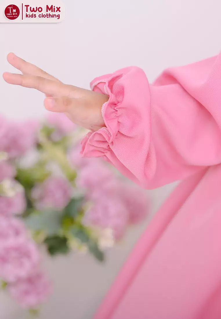 Two Mix - Raya Collection 2024 - Baju Gamis Anak Perempuan Muslim Lebaran 1-12 Tahun 4398 Peach