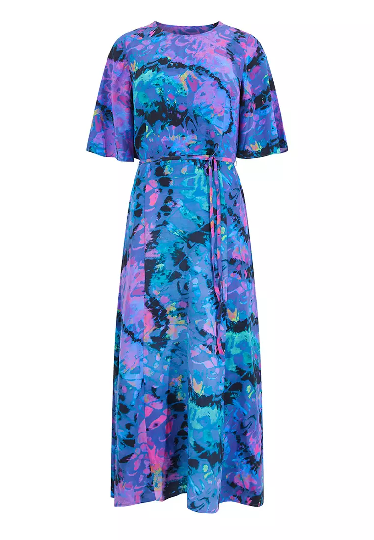 grammys blue dress Eliva Long Sleeve Pleated Utility Blue Dress (Size 0) main image 1