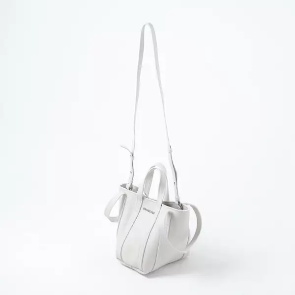 Tas BALENCIAGA ALL WHITE LEATHER BUCKET BAG WITH LS 100% ORIGINAL