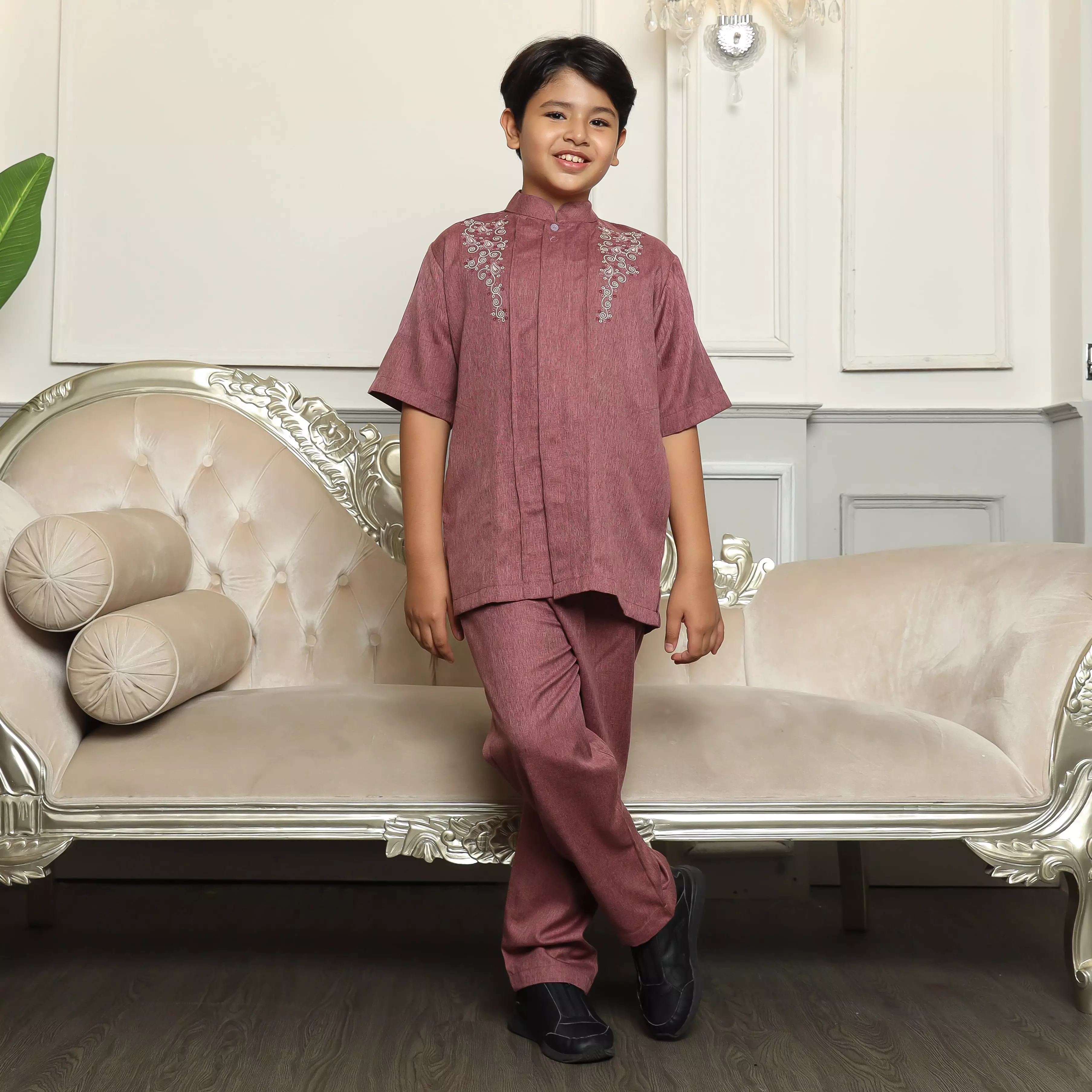 Baju Koko Anak KKA 41 Burgundy Lengan Pendek