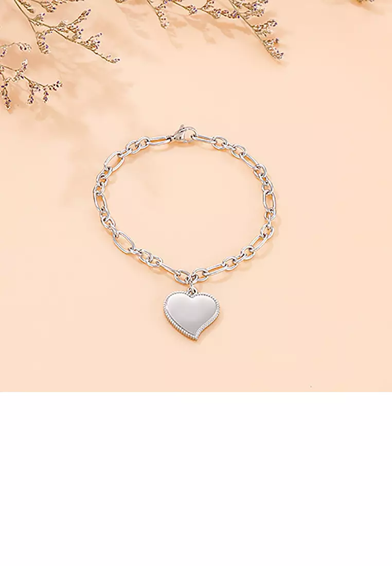 Simple and Fashion Heart-shaped 316L Stainless Steel Bracelet