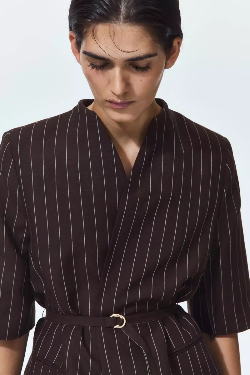 Short-sleeved linen-blend blazer