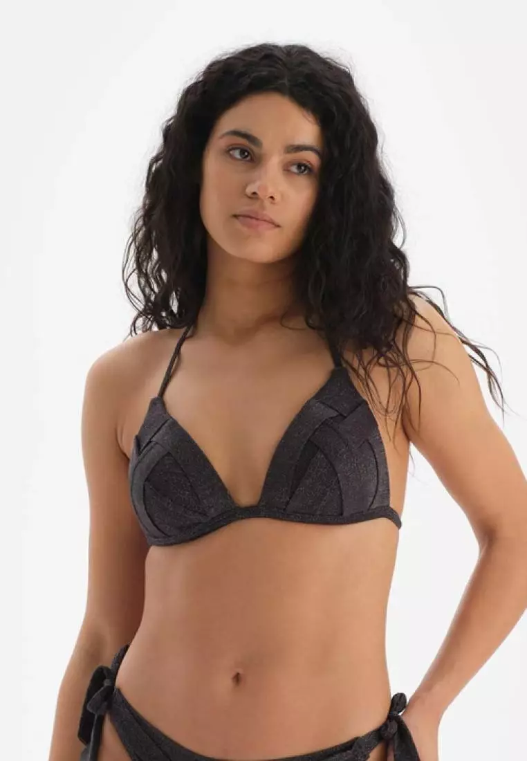 Black Triangle Bikini Tops, Full-Cup, Non-wired, Swimwear for Women